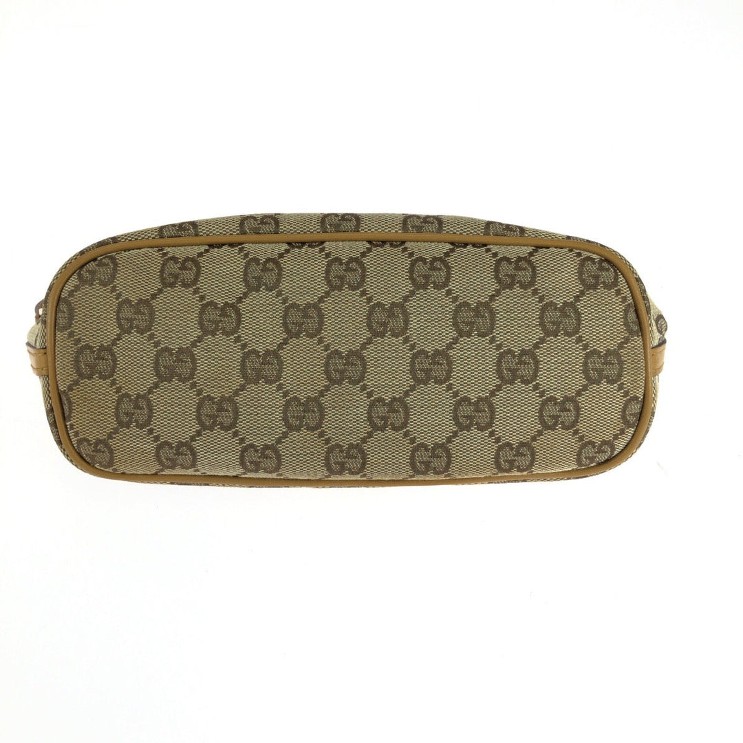 GUCCI Handbag 039 1103 GG canvas Beige Brown Gold Metal Handbag accessory pouch Women Used Authentic