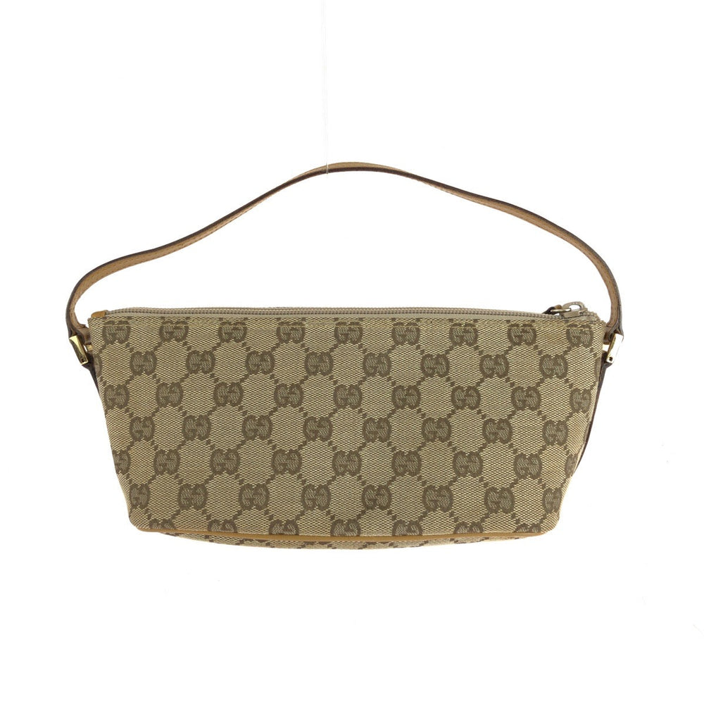 GUCCI Handbag 039 1103 GG canvas Beige Brown Gold Metal Handbag accessory pouch Women Used Authentic