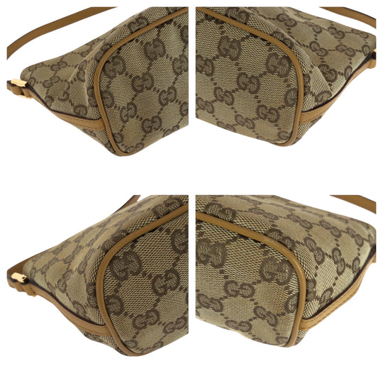 GUCCI Handbag 039 1103 GG canvas Beige Brown Gold Metal Handbag accessory pouch Women Used Authentic
