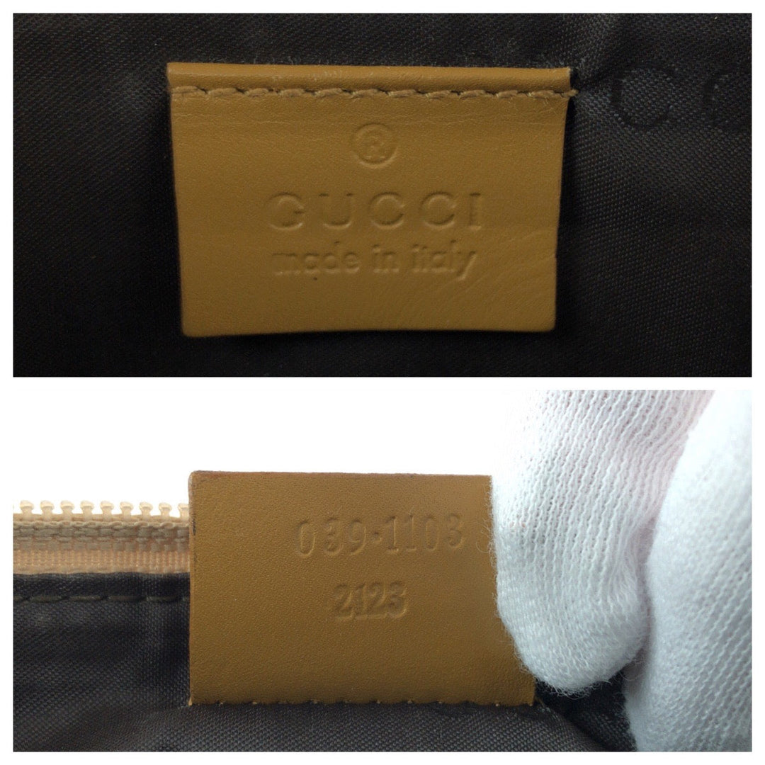 GUCCI Handbag 039 1103 GG canvas Beige Brown Gold Metal Handbag accessory pouch Women Used Authentic