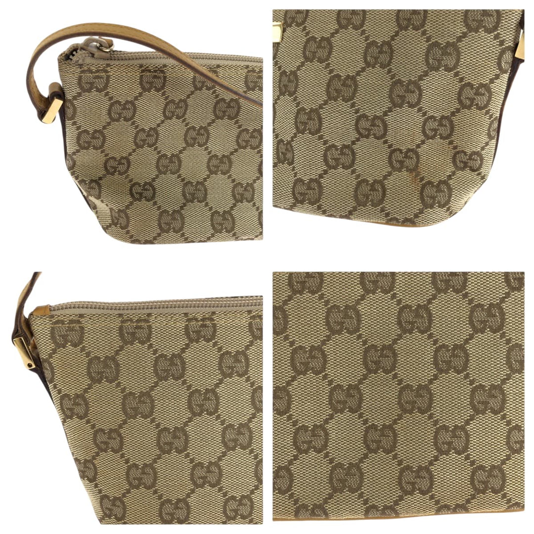 GUCCI Handbag 039 1103 GG canvas Beige Brown Gold Metal Handbag accessory pouch Women Used Authentic
