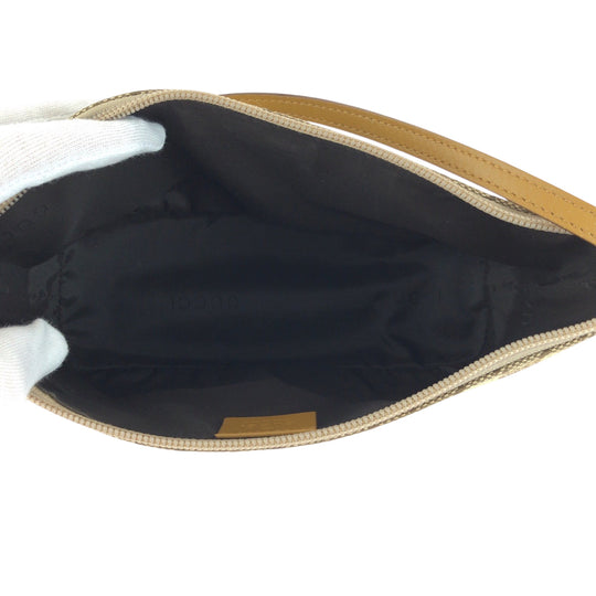 GUCCI Handbag 039 1103 GG canvas Beige Brown Gold Metal Handbag accessory pouch Women Used Authentic