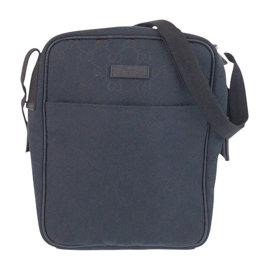 GUCCI Shoulder Bag 122759 GG canvas Black SilverMetal Crossbody Shoulder Bag Unisex Women Used Authentic