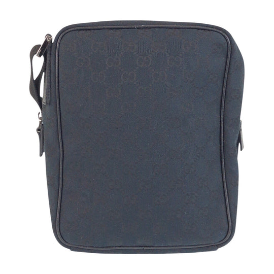 GUCCI Shoulder Bag 122759 GG canvas Black SilverMetal Crossbody Shoulder Bag Unisex Women Used Authentic