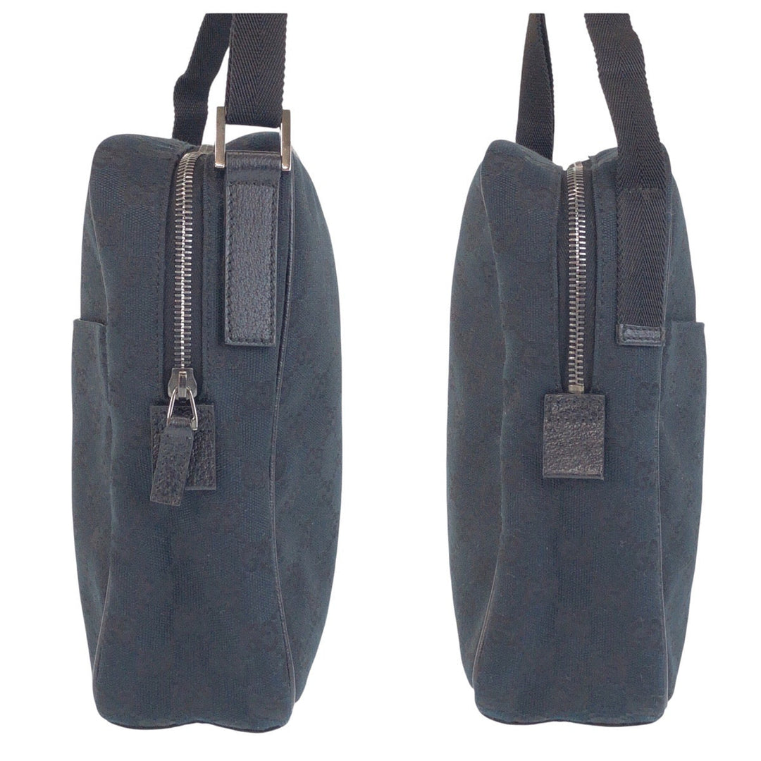 GUCCI Shoulder Bag 122759 GG canvas Black SilverMetal Crossbody Shoulder Bag Unisex Women Used Authentic