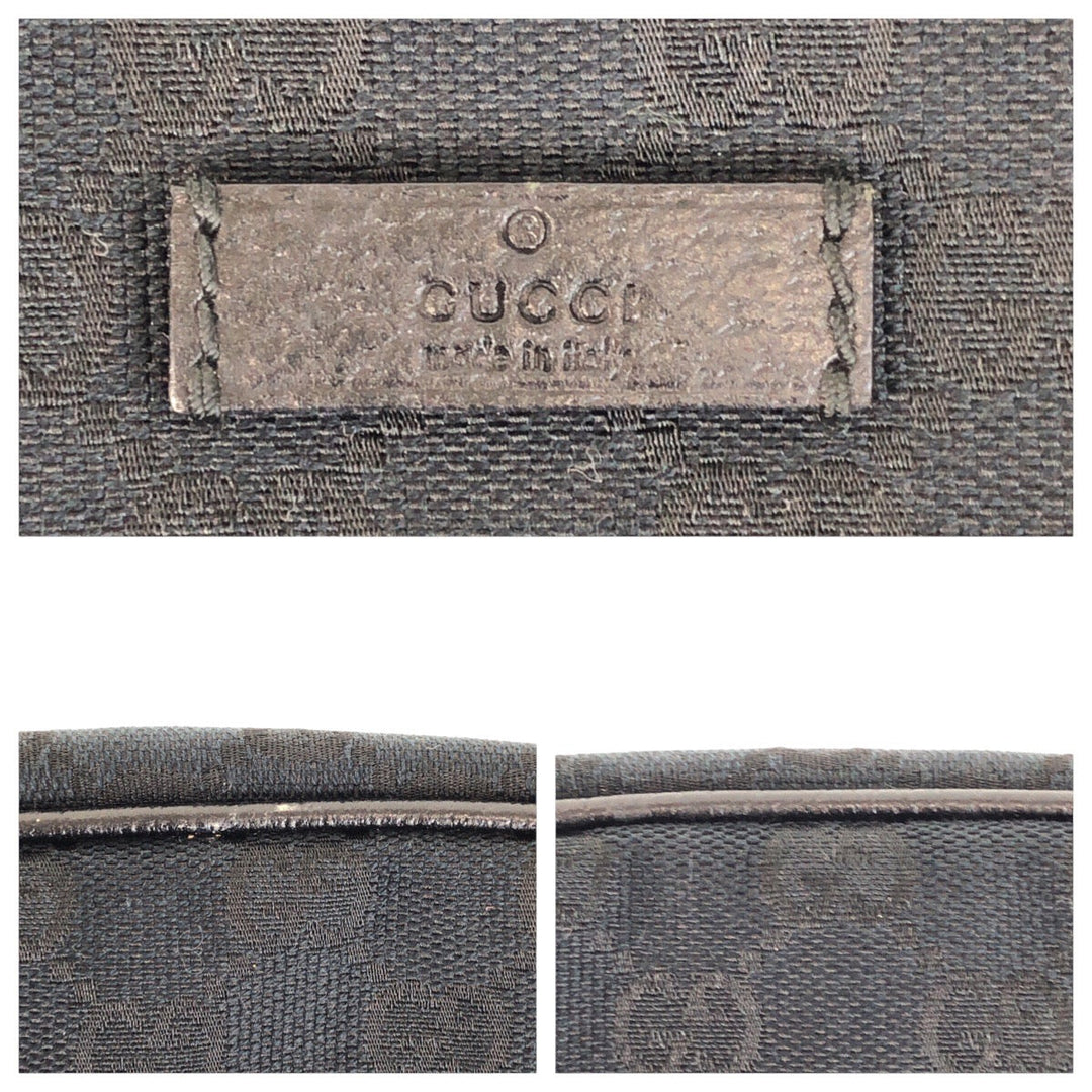 GUCCI Shoulder Bag 122759 GG canvas Black SilverMetal Crossbody Shoulder Bag Unisex Women Used Authentic