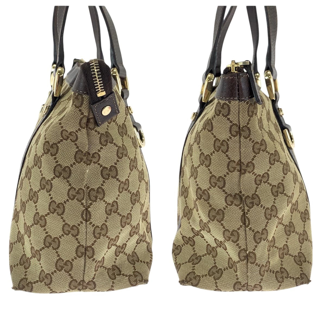 GUCCI Tote Bag 141470 GG canvas Brown beige Tote Bag Shoulder Bag Women Used Authentic
