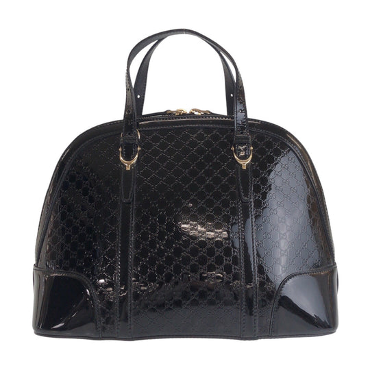 GUCCI Handbag 309617 Patent leather Black GoldMetal Micro Guccisima Women Used Authentic