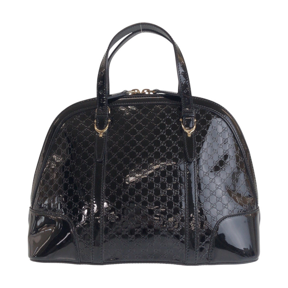 GUCCI Handbag 309617 Patent leather Black GoldMetal Micro Guccisima Women Used Authentic