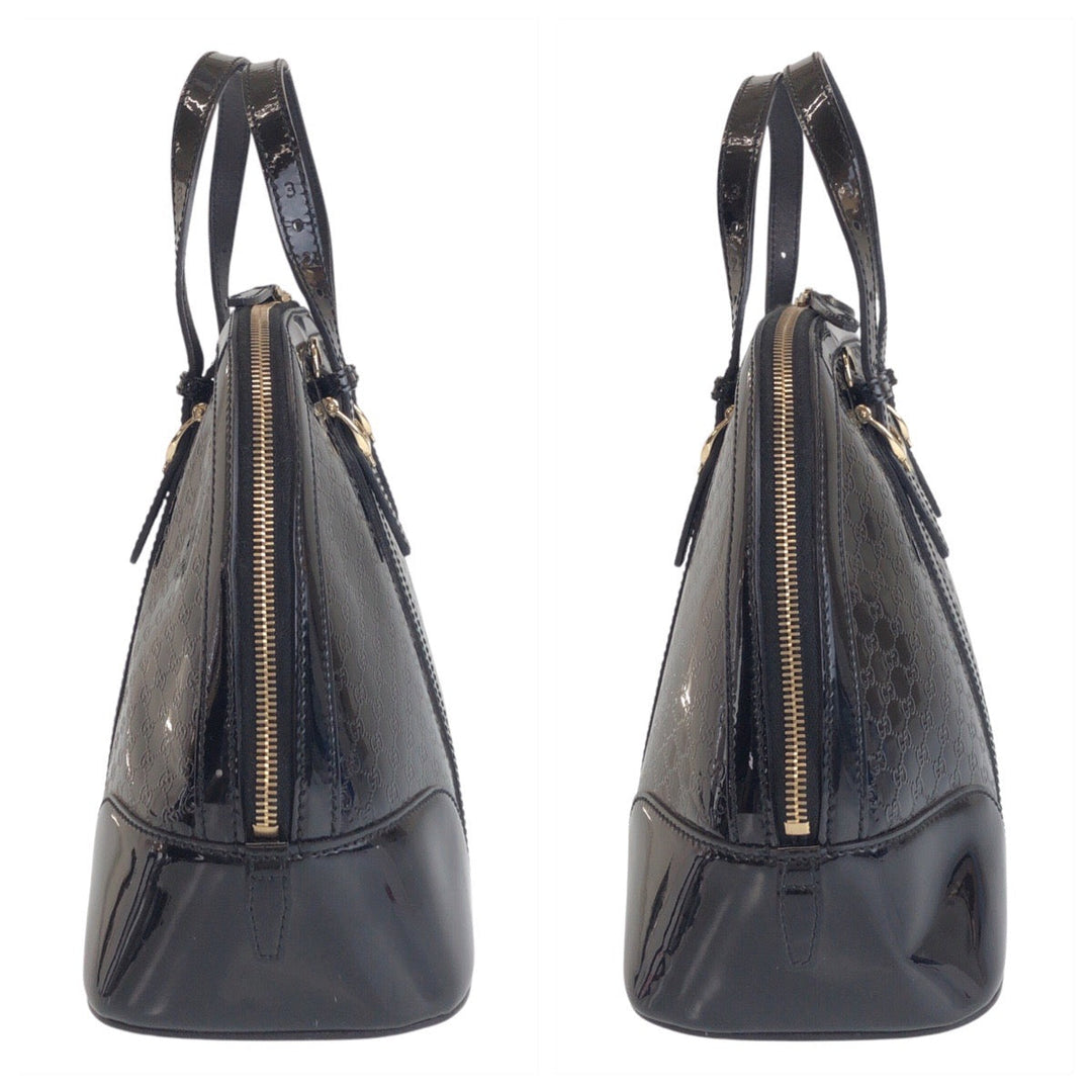 GUCCI Handbag 309617 Patent leather Black GoldMetal Micro Guccisima Women Used Authentic