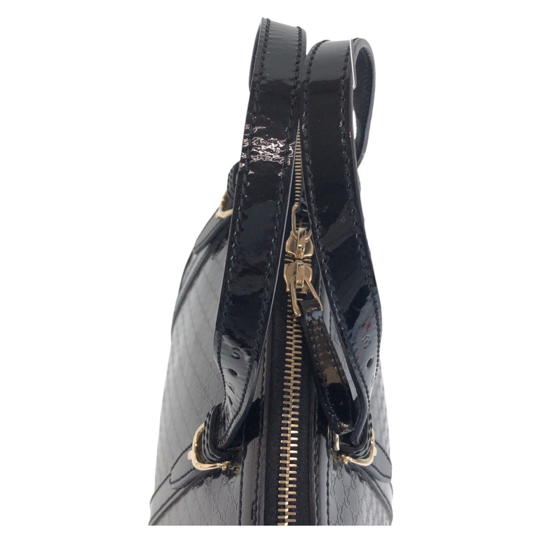 GUCCI Handbag 309617 Patent leather Black GoldMetal Micro Guccisima Women Used Authentic