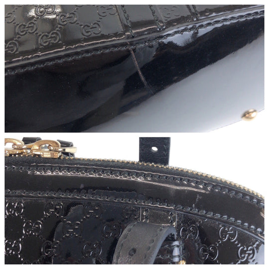 GUCCI Handbag 309617 Patent leather Black GoldMetal Micro Guccisima Women Used Authentic
