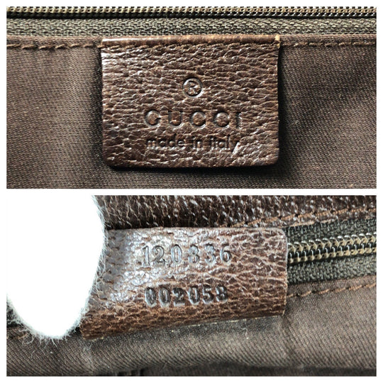 GUCCI Tote Bag 120336 GG canvas, leather Beige brown Tote Bag Shoulder Bag Women Used Authentic