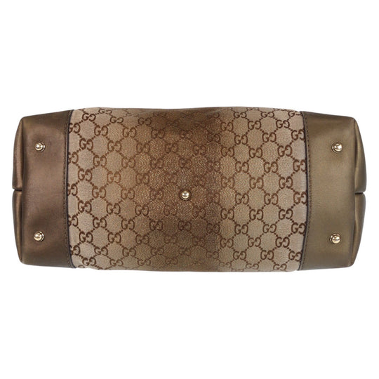 GUCCI Tote Bag 269956 GG canvas, leather Brown Gold Metal Tote Bag Shoulder Bag Women Used Authentic
