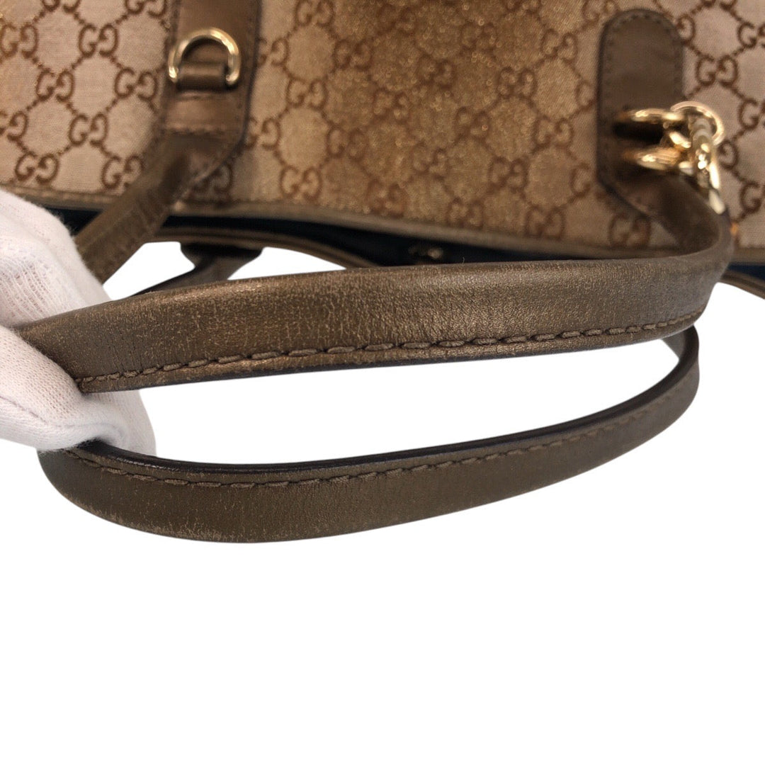 GUCCI Tote Bag 269956 GG canvas, leather Brown Gold Metal Tote Bag Shoulder Bag Women Used Authentic
