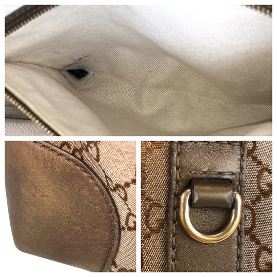 GUCCI Tote Bag 269956 GG canvas, leather Brown Gold Metal Tote Bag Shoulder Bag Women Used Authentic