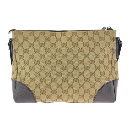GUCCI Shoulder Bag 114273 GG canvas, leather Beige Brown SilverMetal Crossbody Shoulder Bag Women Used Authentic