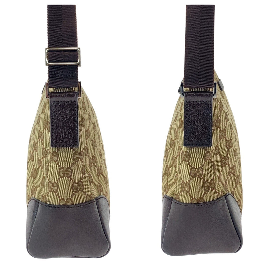 GUCCI Shoulder Bag 114273 GG canvas, leather Beige Brown SilverMetal Crossbody Shoulder Bag Women Used Authentic