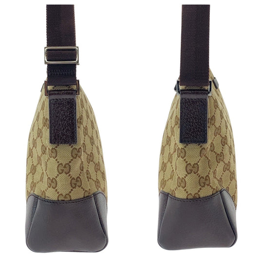 GUCCI Shoulder Bag 114273 GG canvas, leather Beige Brown SilverMetal Crossbody Shoulder Bag Women Used Authentic