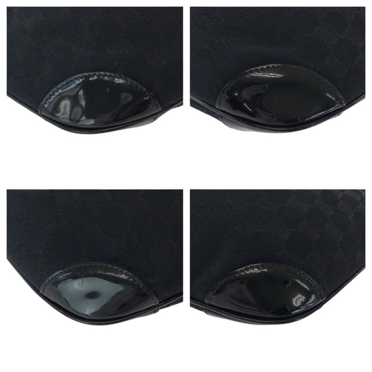GUCCI Shoulder Bag 001 4158 GG canvas, enamel Black GoldMetal Hobo One Shoulder Bag Women Used Authentic