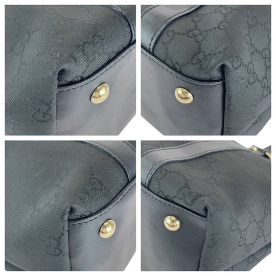 GUCCI Tote Bag 272399 GG canvas, leather Black GoldMetal Tote Bag Shoulder Bag Women Used Authentic