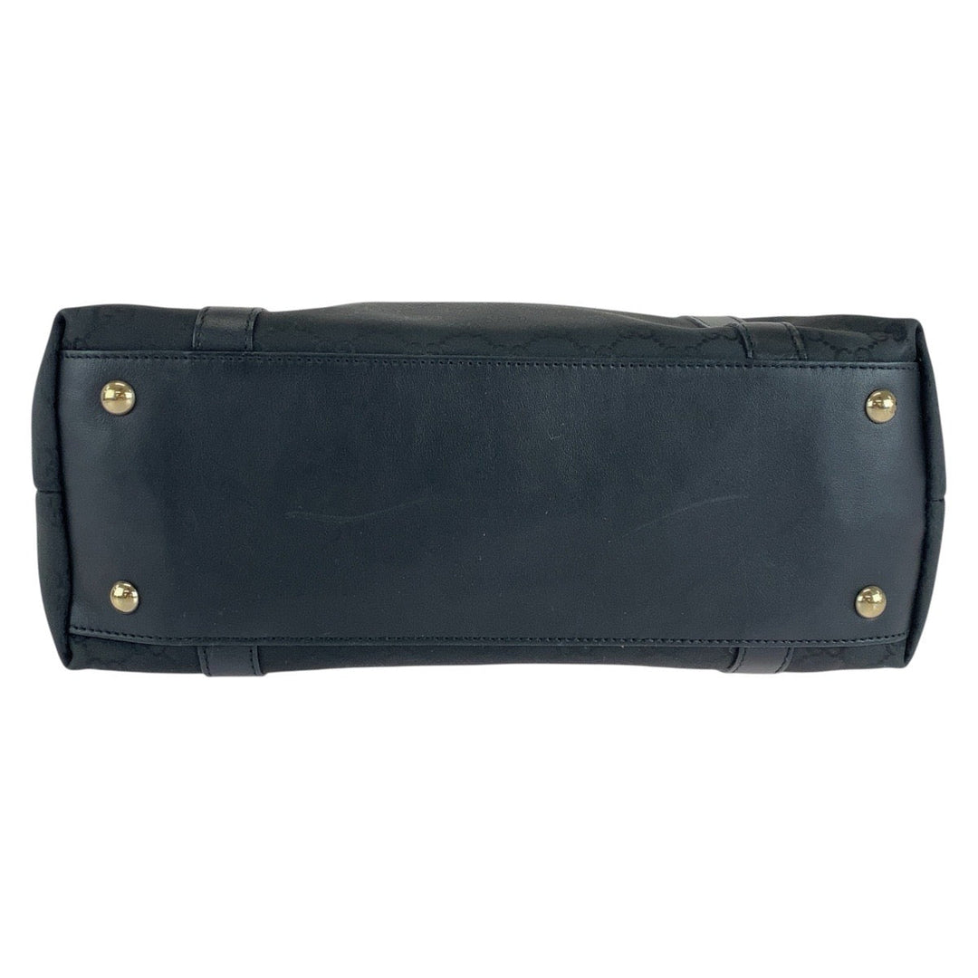 GUCCI Tote Bag 272399 GG canvas, leather Black GoldMetal Tote Bag Shoulder Bag Women Used Authentic