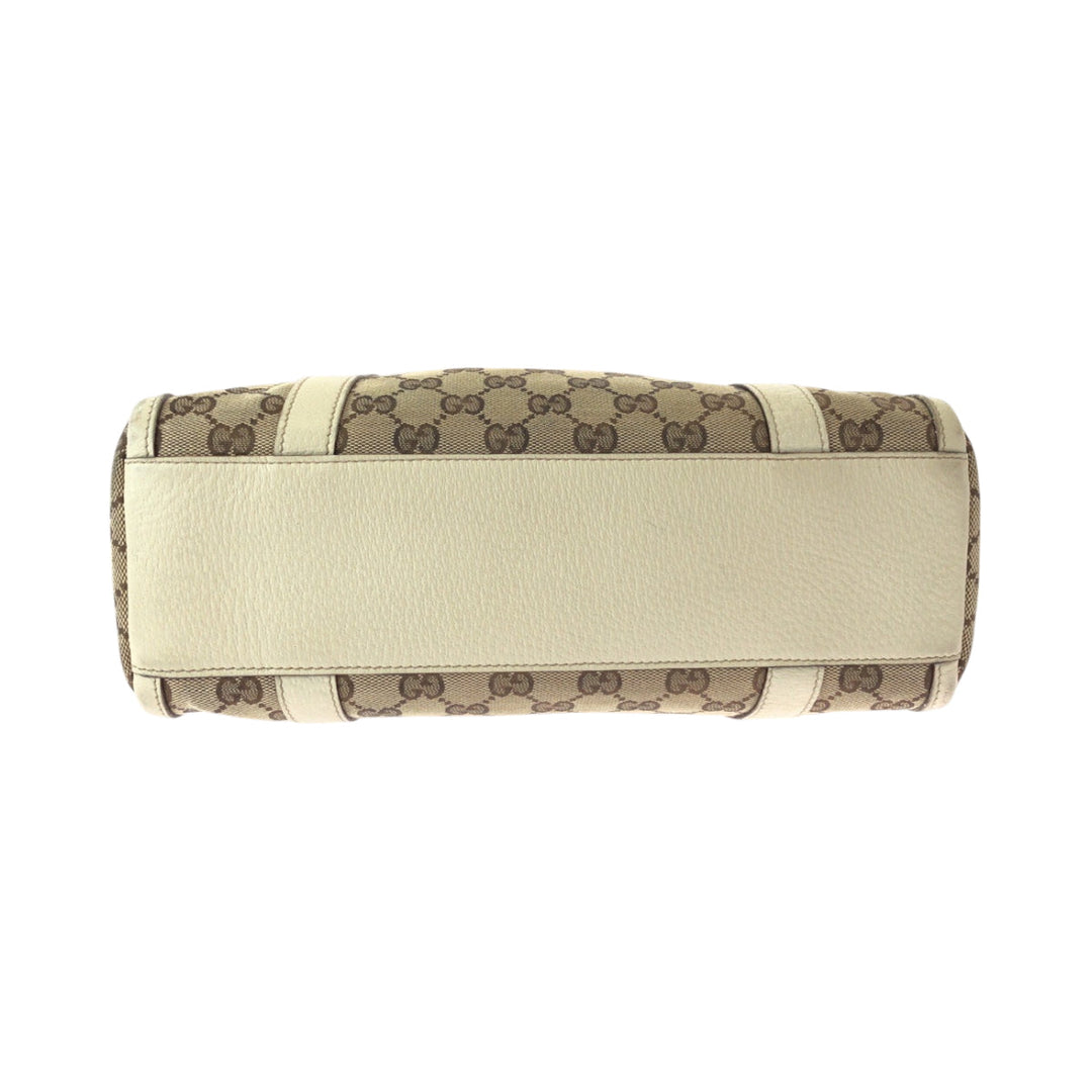 GUCCI Handbag 130942 GG canvas Beige Ivory Gold Metal Handbags Mini Boston Duffel bag Shoulder Bag Abbey Women Used Authentic