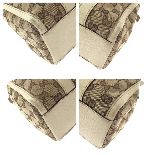 GUCCI Handbag 130942 GG canvas Beige Ivory Gold Metal Handbags Mini Boston Duffel bag Shoulder Bag Abbey Women Used Authentic