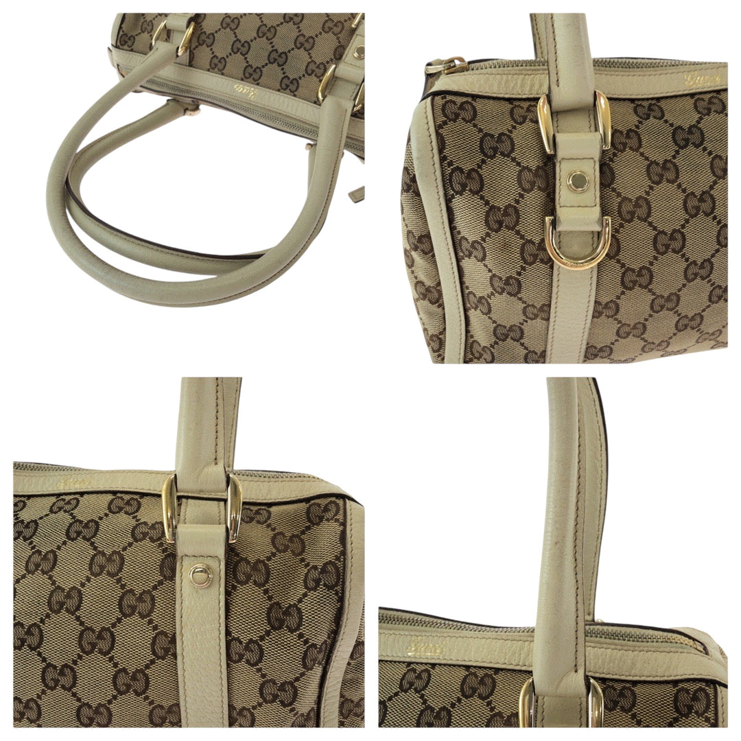 GUCCI Handbag 130942 GG canvas Beige Ivory Gold Metal Handbags Mini Boston Duffel bag Shoulder Bag Abbey Women Used Authentic