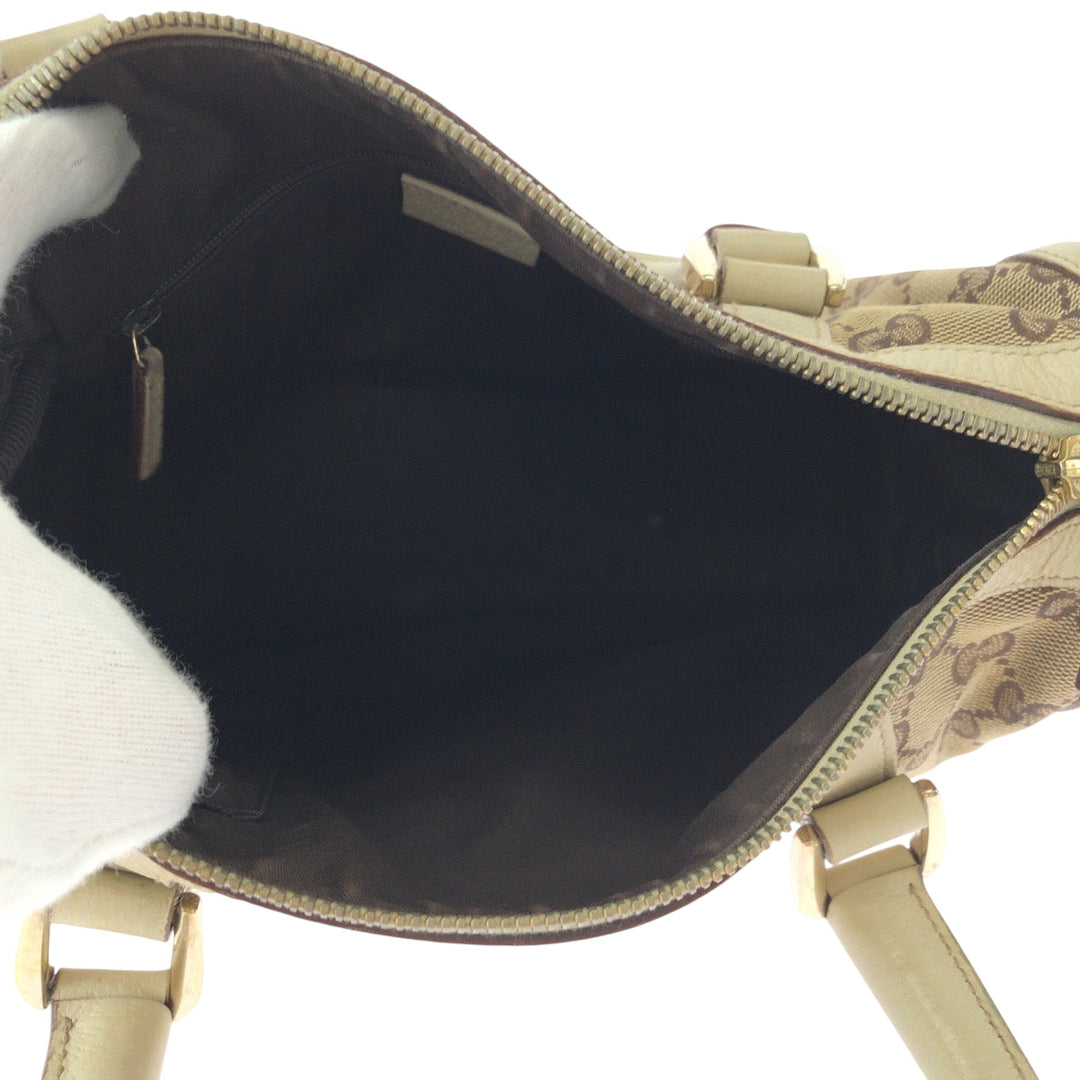 GUCCI Handbag 130942 GG canvas Beige Ivory Gold Metal Handbags Mini Boston Duffel bag Shoulder Bag Abbey Women Used Authentic