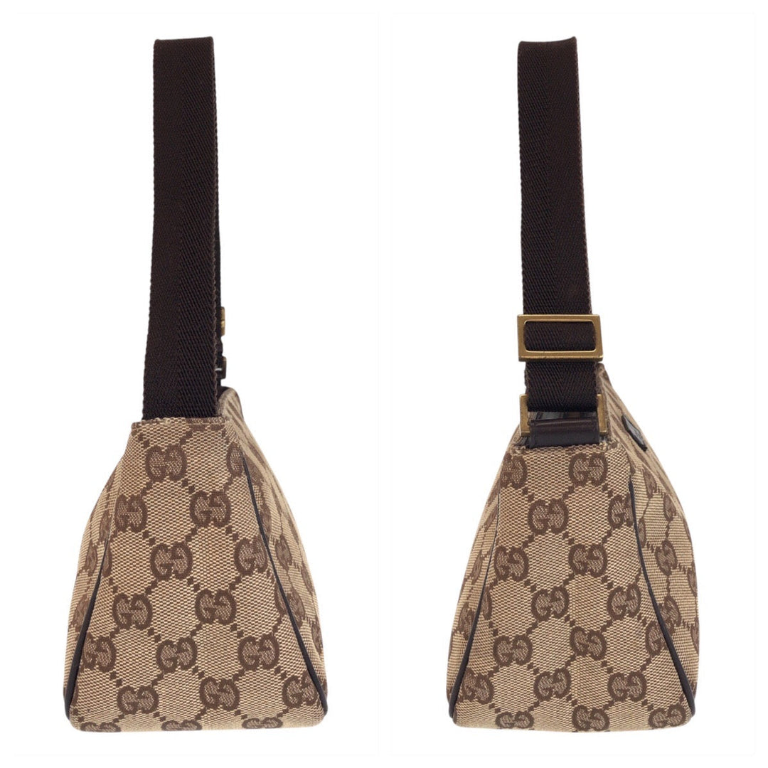 GUCCI Shoulder Bag 106644 GG canvas Brown Beige Gold Metal Shoulder Bag accessory pouch Women Used Authentic