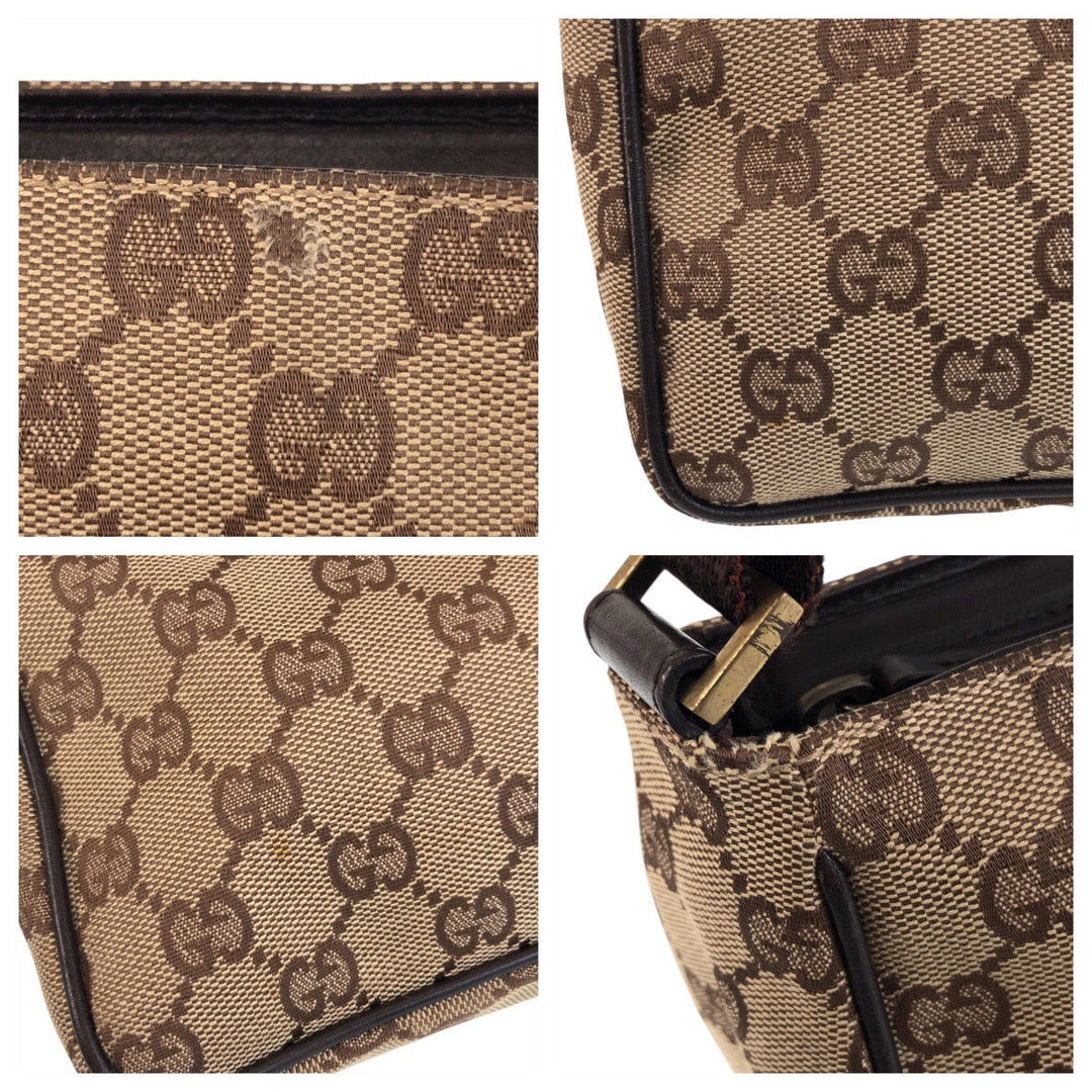 GUCCI Shoulder Bag 106644 GG canvas Brown Beige Gold Metal Shoulder Bag accessory pouch Women Used Authentic