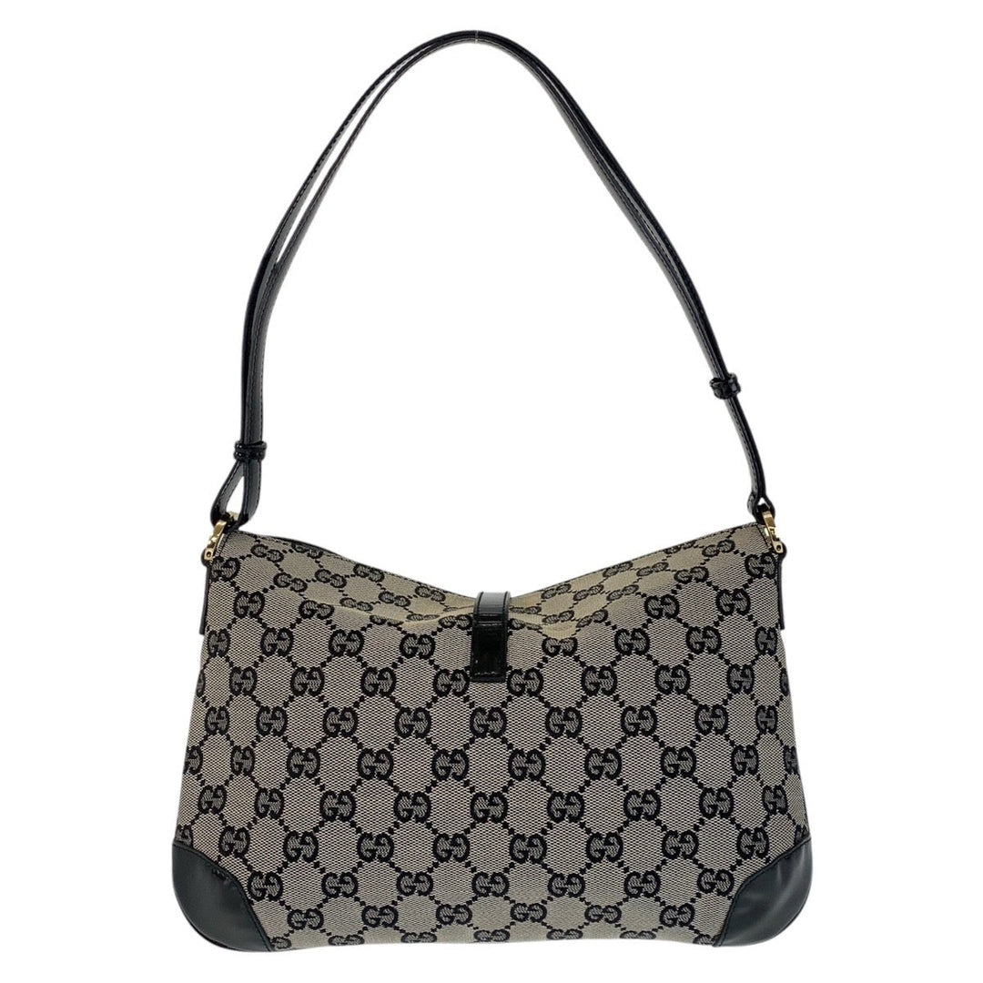 GUCCI Shoulder Bag 14147 GG canvas, enamel Black GoldMetal Women Used Authentic