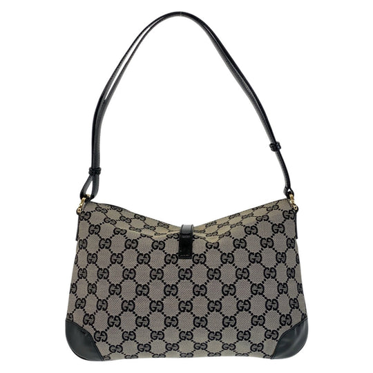 GUCCI Shoulder Bag 14147 GG canvas, enamel Black GoldMetal Women Used Authentic