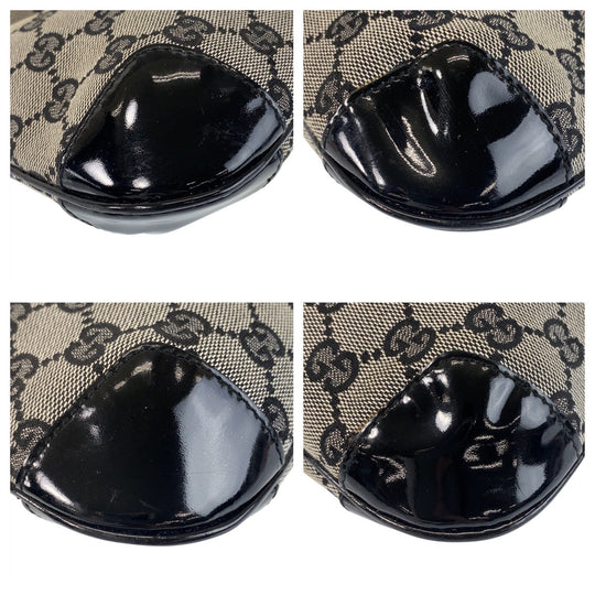 GUCCI Shoulder Bag 14147 GG canvas, enamel Black GoldMetal Women Used Authentic