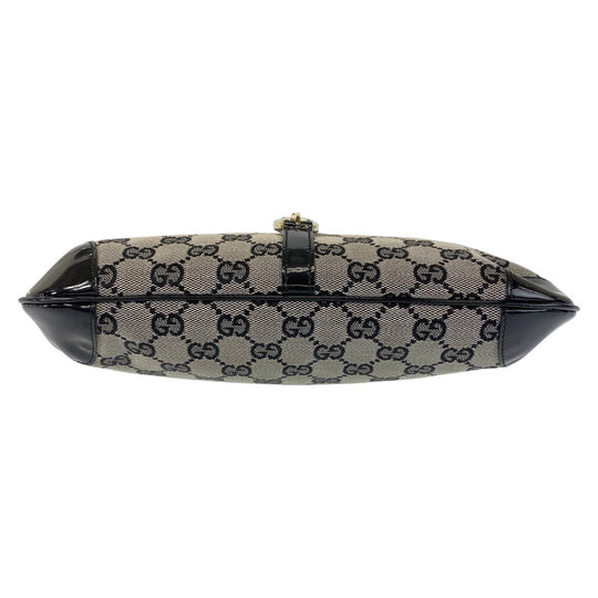 GUCCI Shoulder Bag 14147 GG canvas, enamel Black GoldMetal Women Used Authentic