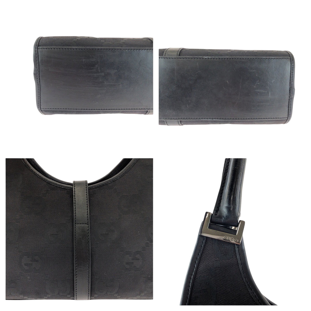 GUCCI Shoulder Bag 002 1067 GG canvas black Hobo One Shoulder Bag Jackie Women Used Authentic