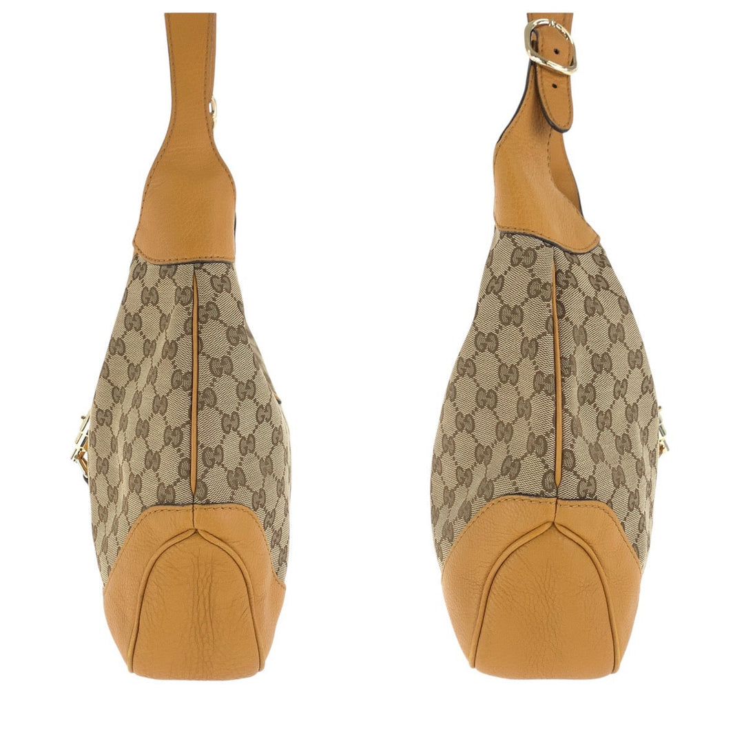GUCCI Shoulder Bag 277520 GG canvas, leather Yellow Beige Gold Metal Sherry Line New Jackie Hobo Women Used Authentic