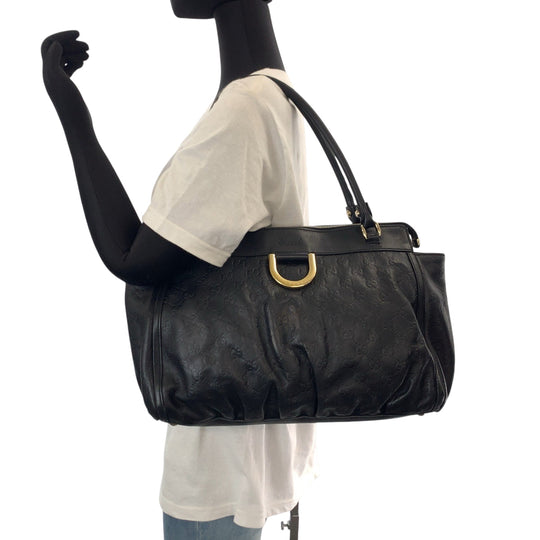 GUCCI Tote Bag 189831 leather black Tote Bag Shoulder Bag Abbey Women Used Authentic