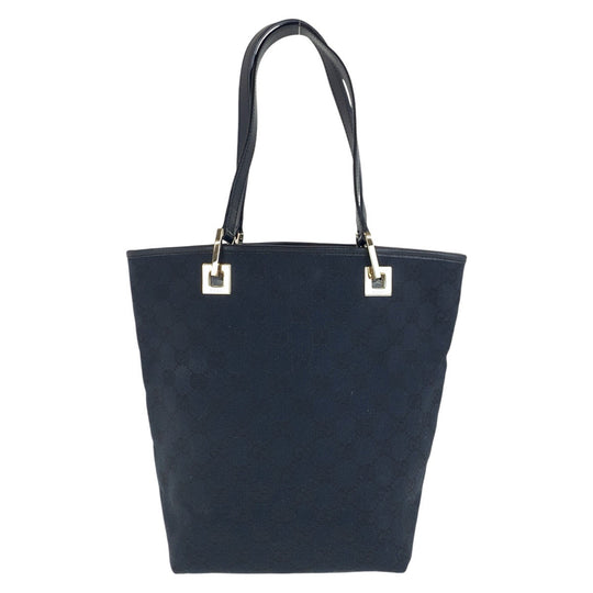 GUCCI Tote Bag 002 1099 GG canvas, leather Black GoldMetal Tote Bag Shoulder Bag Women Used Authentic