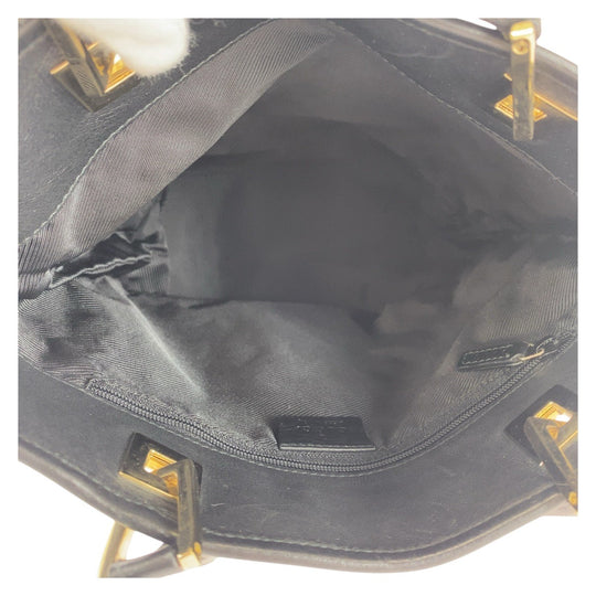 GUCCI Tote Bag 002 1099 GG canvas, leather Black GoldMetal Tote Bag Shoulder Bag Women Used Authentic