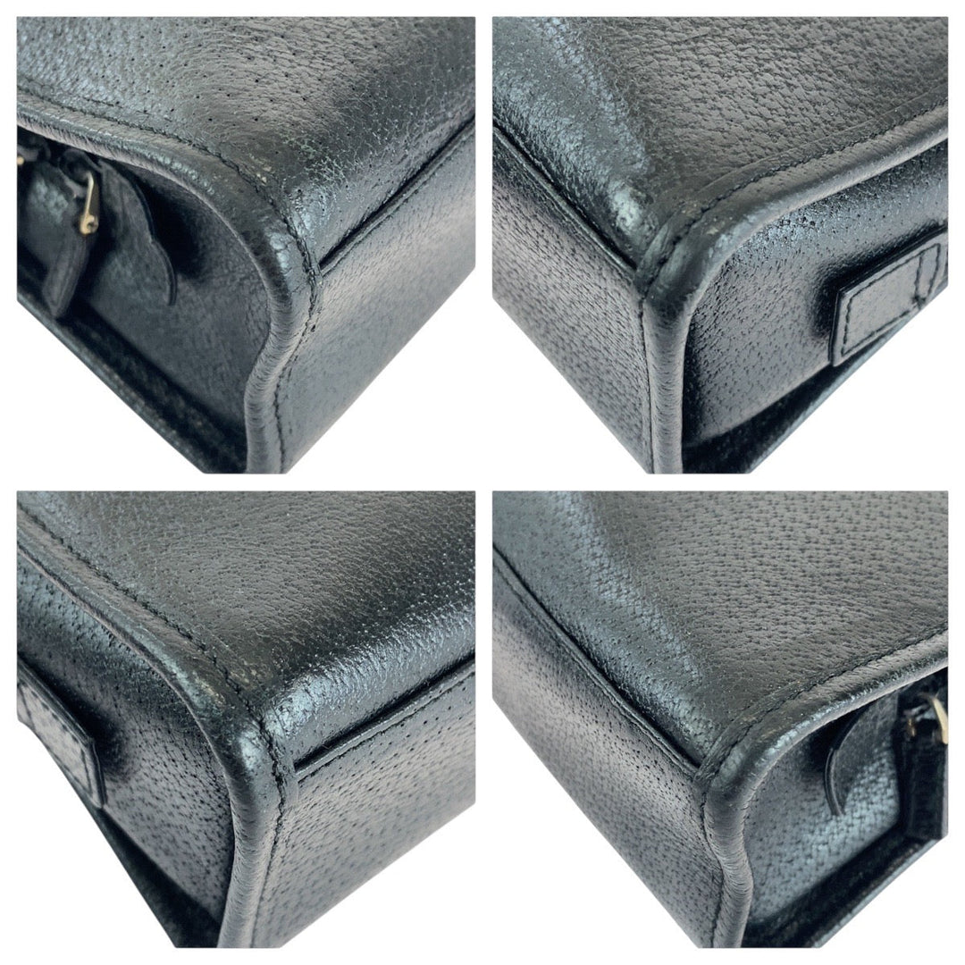 GUCCI Tote Bag 002 1071 leather Black SilverMetal Tote Bag handbag Jackie Women Used Authentic
