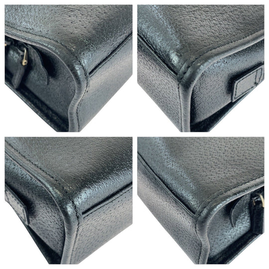 GUCCI Tote Bag 002 1071 leather Black SilverMetal Tote Bag handbag Jackie Women Used Authentic