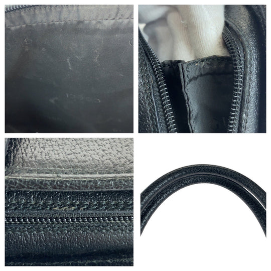 GUCCI Tote Bag 002 1071 leather Black SilverMetal Tote Bag handbag Jackie Women Used Authentic