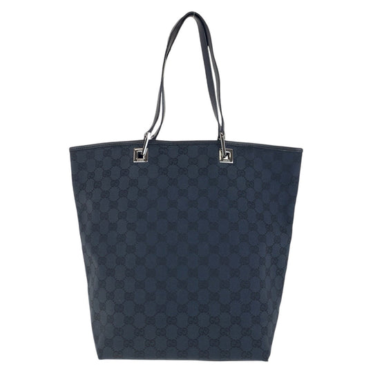 GUCCI Tote Bag 31243 GG canvas, leather Black Silver Metal Tote Bag Shoulder Bag Women Used Authentic