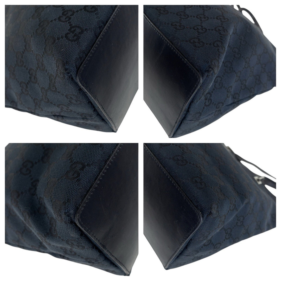 GUCCI Tote Bag 31243 GG canvas, leather Black Silver Metal Tote Bag Shoulder Bag Women Used Authentic
