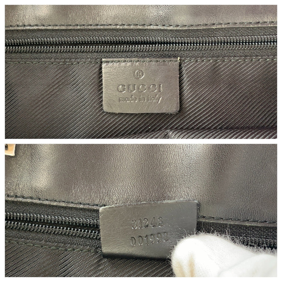 GUCCI Tote Bag 31243 GG canvas, leather Black Silver Metal Tote Bag Shoulder Bag Women Used Authentic
