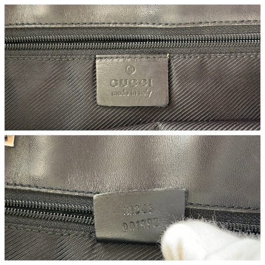 GUCCI Tote Bag 31243 GG canvas, leather Black Silver Metal Tote Bag Shoulder Bag Women Used Authentic