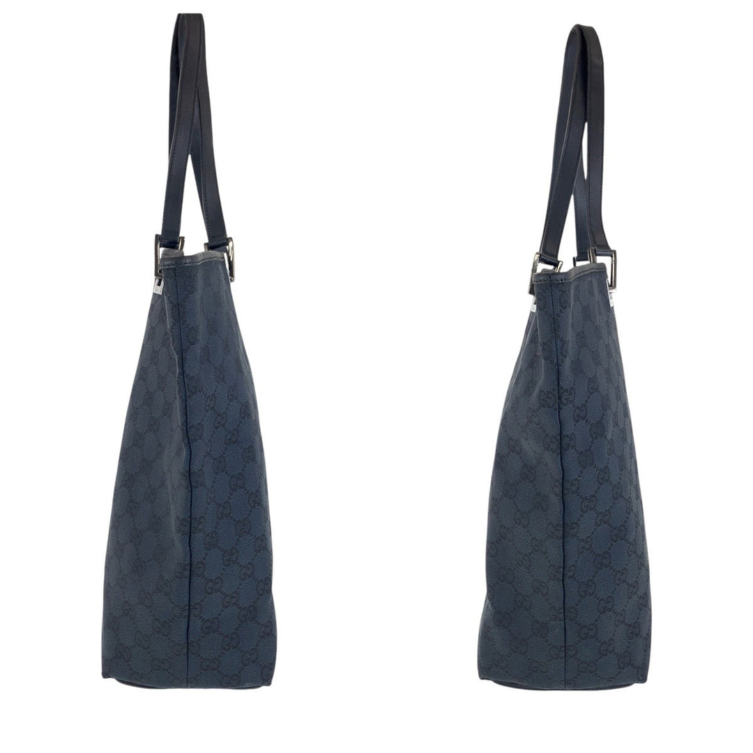 GUCCI Tote Bag 31243 GG canvas, leather Black Silver Metal Tote Bag Shoulder Bag Women Used Authentic