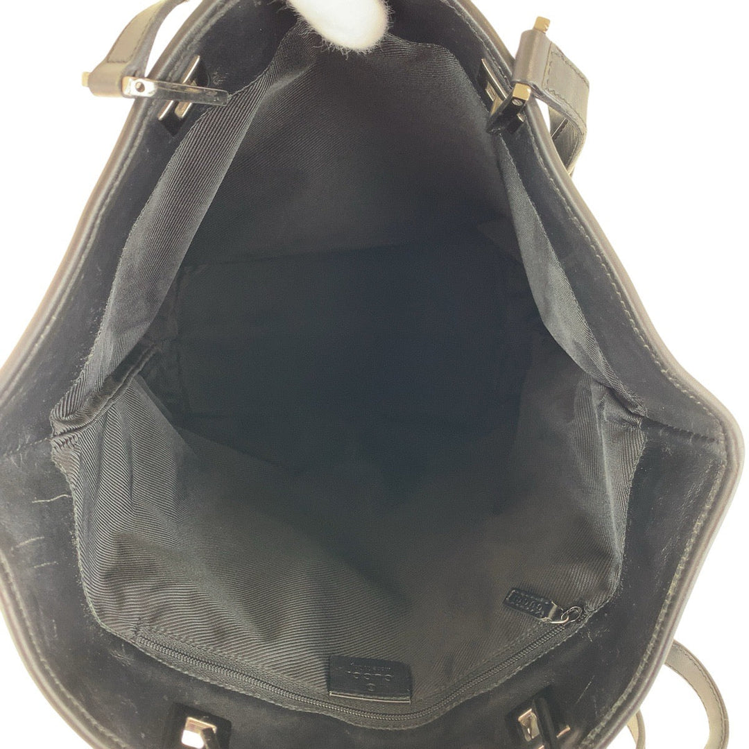 GUCCI Tote Bag 31243 GG canvas, leather Black Silver Metal Tote Bag Shoulder Bag Women Used Authentic